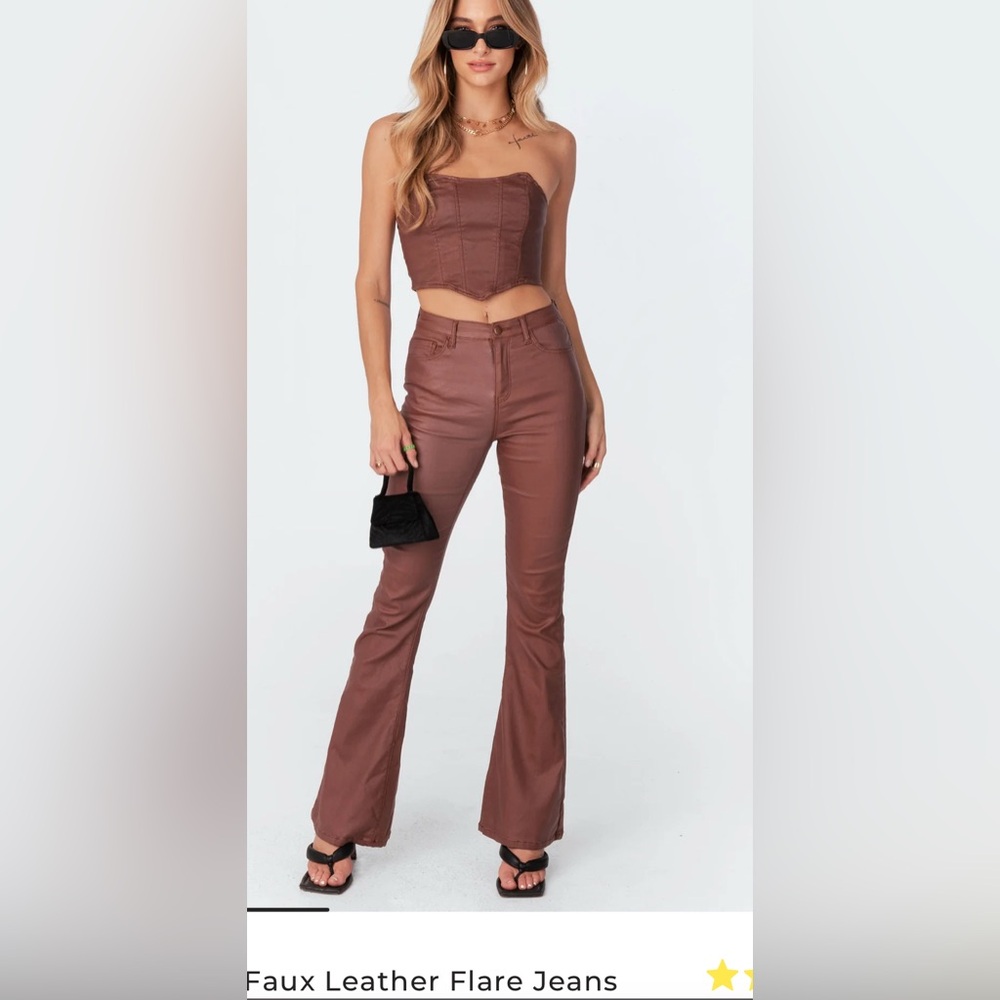 Edikted Leather Flare Jeans